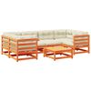 vidaXL Set de sof&aacute;s jard&iacute;n 7 pzas con cojines madera pino marr&oacute;n cera