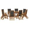 vidaXL Juego comedor de jard&iacute;n 9 pzas madera maciza acacia y textileno