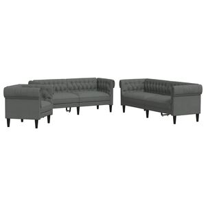 vidaXL Sof&aacute; de sala 3 uds. Gris oscuro tela