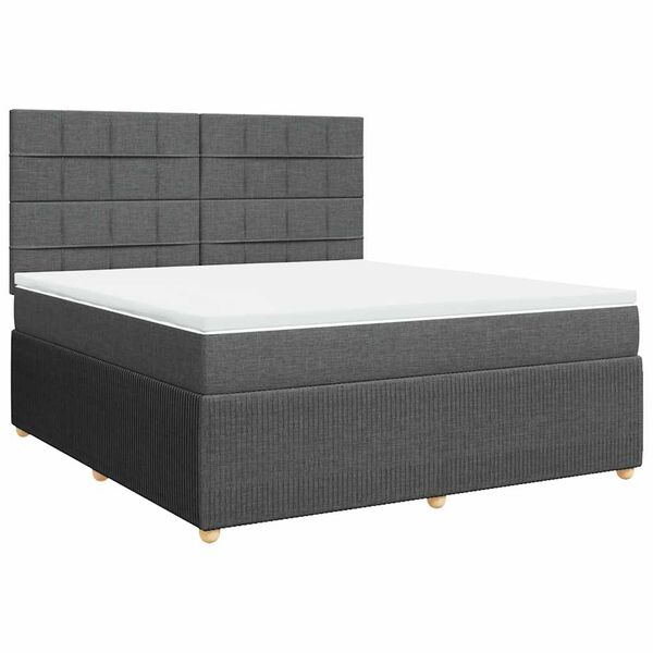 vidaXL Cama box spring con colch&oacute;n tela gris oscuro 180x200 cm