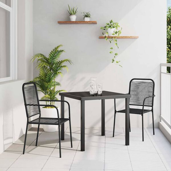 vidaXL Conjunto de Comedor de Jard&iacute;n 3 pcs Negro