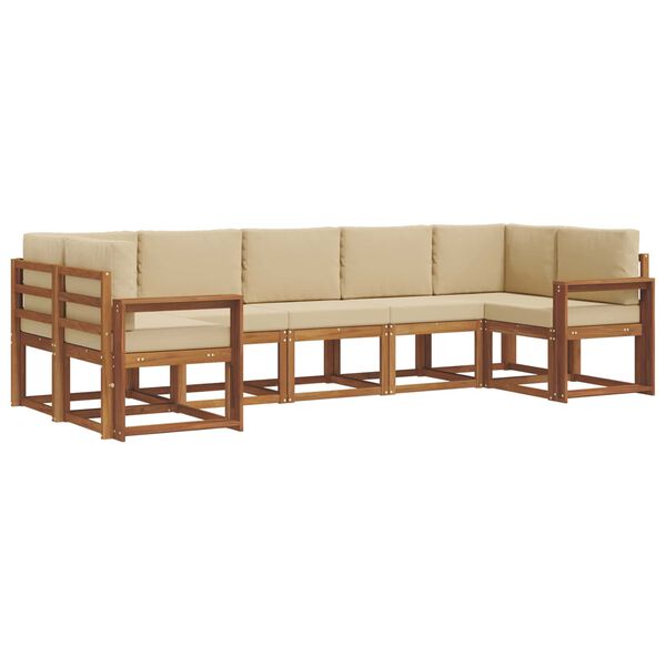 vidaXL Conjunto de sof&aacute;s de exterior con coj&iacute;n 7 pcs Natural y Beige