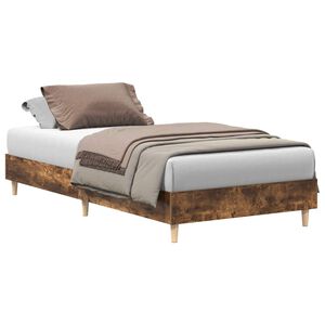 vidaXL Estructura de cama sin colch&oacute;n madera roble ahumado 90x200 cm