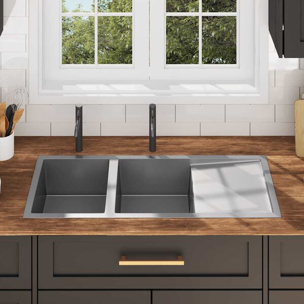 vidaXL Fregadero de cocina hecho a mano acero inoxidable