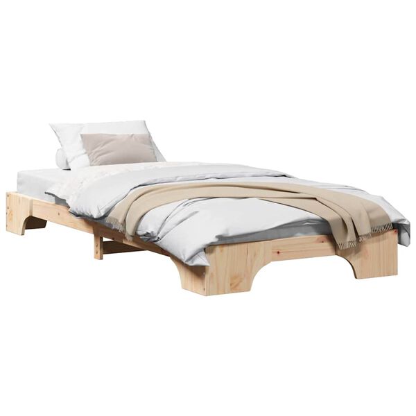 vidaXL Estructura de cama Natural 75 x 190 cm Madera de pino macizo