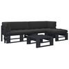 vidaXL Muebles de palets 4 pzas y cojines madera pino impregnada negro