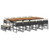 vidaXL Set comedor de jard&iacute;n con cojines 15 pzas rat&aacute;n sint&eacute;tico negro