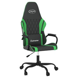 vidaXL Silla gaming de masaje cuero sint&eacute;tico negro y verde