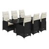 vidaXL Set de mesa y sillas de jard&iacute;n 7 pzas y cojines rat&aacute;n PE negro