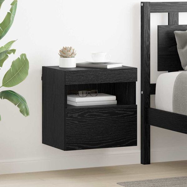 vidaXL Gabinetes de pared para TV 2 pcs Roble Negro 40 x 30 x 40 cm
