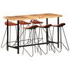 vidaXL Muebles de bar 7 piezas madera maciza acacia cuero aut&eacute;ntico