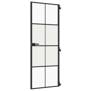 vidaXL Puerta interior delgada negra vidrio y aluminio 76x201,5 cm