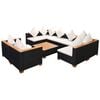 vidaXL Set de muebles de jard&iacute;n 9 pzas y cojines rat&aacute;n sint&eacute;tico negro