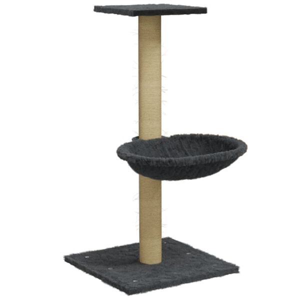 vidaXL Rascador para gatos con poste de sisal gris oscuro 74 cm