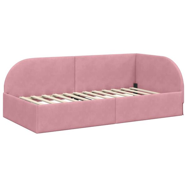 vidaXL Estructura de cama en esquina Rosa 90 cm x 190 cm Terciopelo