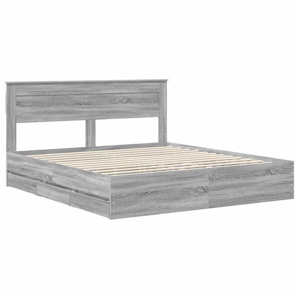 vidaXL Estructura de cama Gris Sonoma 200 x 200 cm Madera Ingenieril