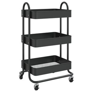 vidaXL Carrito de cocina 3 niveles acero negro 43x34x79 cm