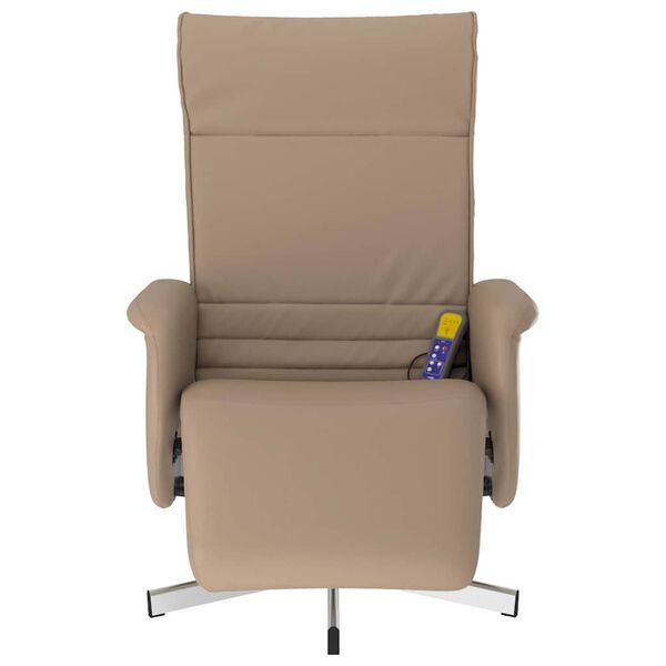 vidaXL Sill&oacute;n reclinable masaje reposapi&eacute;s cuero sint&eacute;tico capuchino
