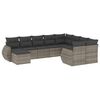 vidaXL Set de sof&aacute;s de jard&iacute;n 10 pzas con cojines rat&aacute;n sint&eacute;tico gris