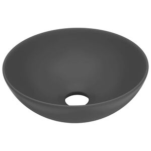 vidaXL Lavabo de cuarto de ba&ntilde;o redondo cer&aacute;mica gris oscuro