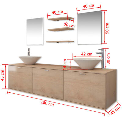 vidaXL Set muebles para baño con lavabo y grifo 10 uds | vidaXL.es
