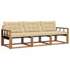 vidaXL Conjunto de sof&aacute;s de exterior 3 uds. Natural y Beige