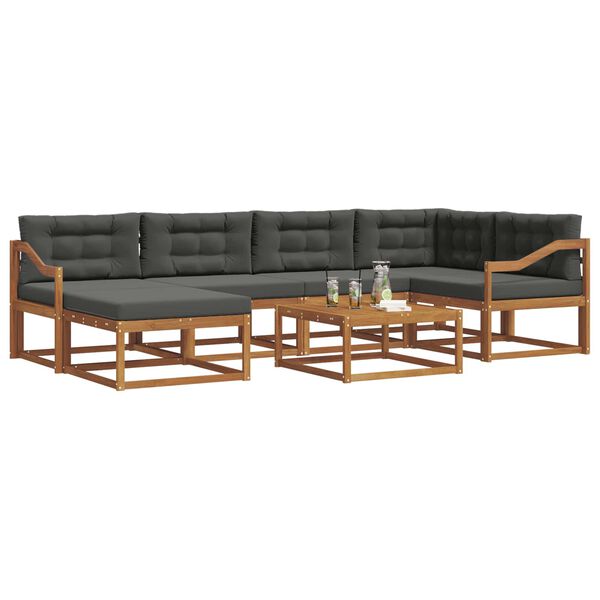 vidaXL Conjunto de sof&aacute;s de exterior 7 pcs Natural y Antracita