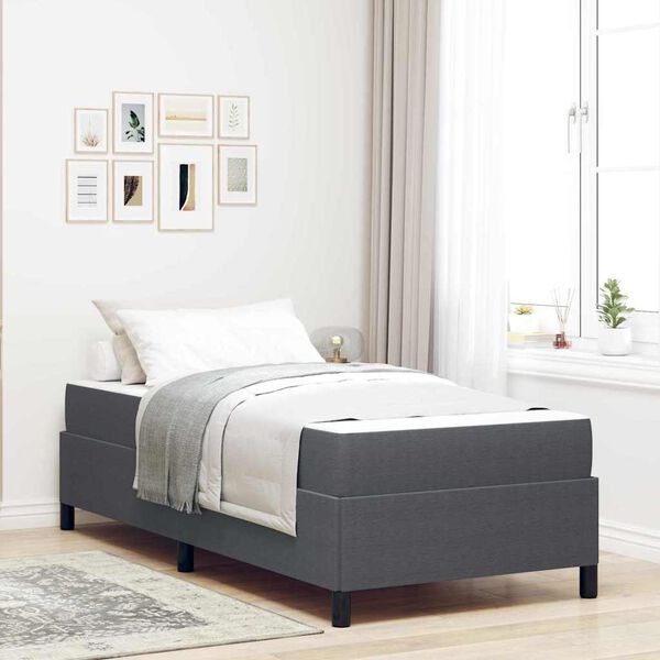 vidaXL Estructura de cama con colch&oacute;n Gris oscuro 90 x 200 cm tela