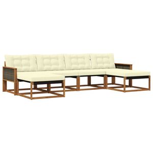 vidaXL Conjunto de sof&aacute;s de exterior con coj&iacute;n 6 pcs Natural y Crema