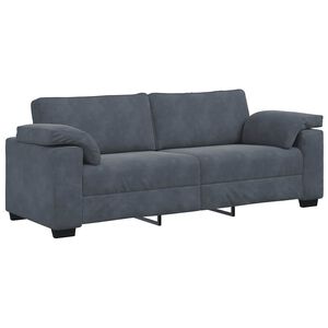 vidaXL Sof&aacute; de 3 plazas de terciopelo gris oscuro 220x77x82 cm