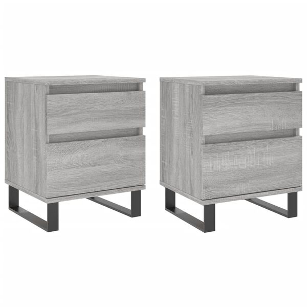 vidaXL Mesita de noche 2 uds madera ingenier&iacute;a gris Sonoma 40x35x50 cm