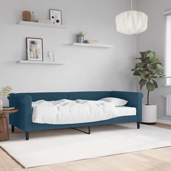 vidaXL Sof&aacute; cama con colch&oacute;n terciopelo azul 80x200 cm