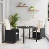 vidaXL Conjunto de Comedor de Jardín con cojín 3 pcs Negro Poliratán