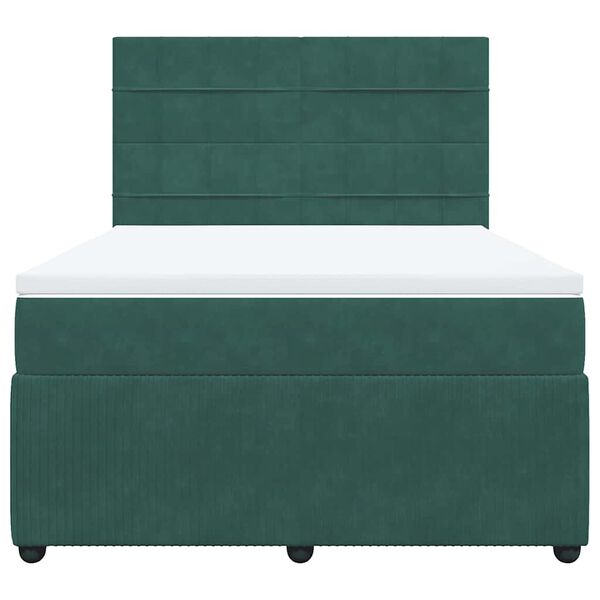 vidaXL Cama box spring con colch&oacute;n terciopelo verde oscuro 160x200 cm