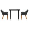 vidaXL Conjunto de Comedor de Jard&iacute;n 3 pcs Negro rat&aacute;n sint&eacute;tico