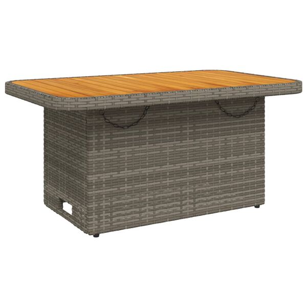 vidaXL Mesa de jardín ratán sintético y madera acacia gris 90x55x71 cm