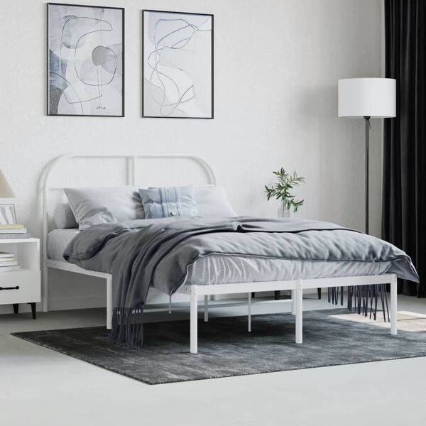 vidaXL Estructura cama sin colch&oacute;n con cabecero metal blanco 120x190cm