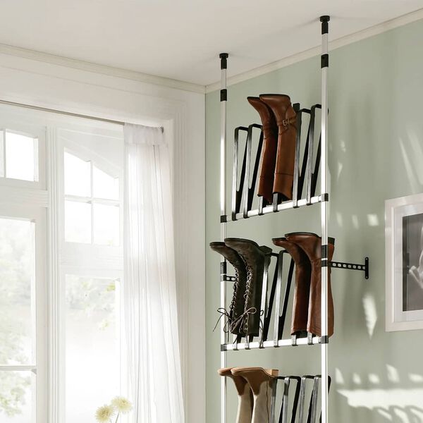 vidaXL Perchero para botas telescópico con barras aluminio