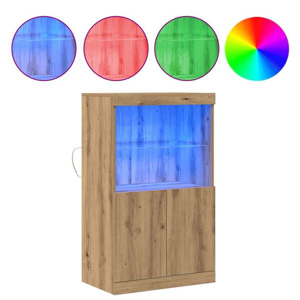 vidaXL Aparador LED Marr&oacute;n 60 x 37 x 100 cm Madera de ingenier&iacute;a