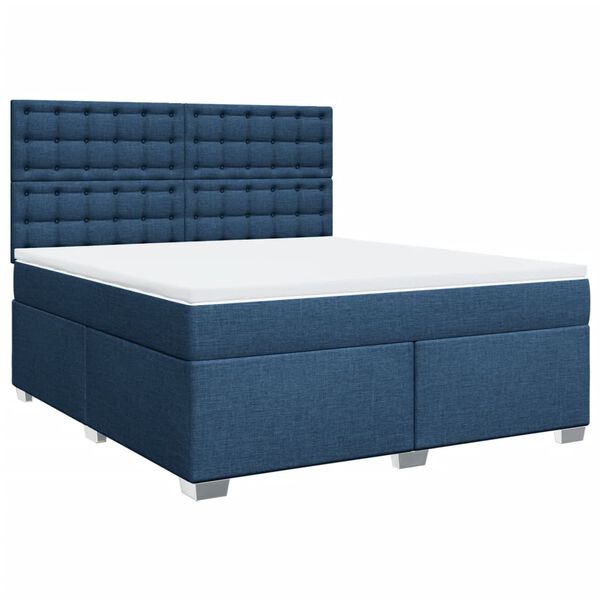 vidaXL Cama box spring con colch&oacute;n tela azul 180x200 cm