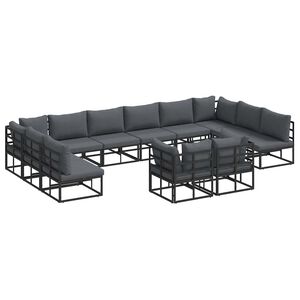 vidaXL Conjunto de sof&aacute;s de jard&iacute;n con coj&iacute;n 12 pcs Negro Aluminio