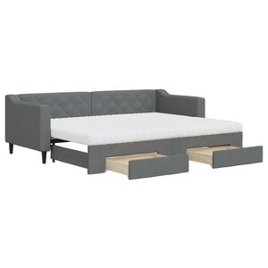 vidaXL Sof&aacute; cama nido con cajones tela gris oscuro 80x200 cm