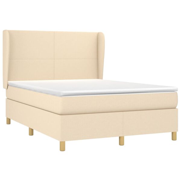 vidaXL Cama box spring con colch&oacute;n tela color crema 140x190 cm
