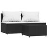 vidaXL Set de muebles de jard&iacute;n 3 pzas y cojines rat&aacute;n sint&eacute;tico negro