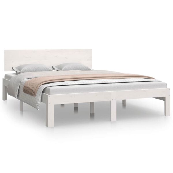 vidaXL Estructura de cama doble sin colchón blanco 150x200 cm