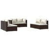 vidaXL Set muebles de jard&iacute;n 6 piezas y cojines rat&aacute;n sint&eacute;tico marr&oacute;n