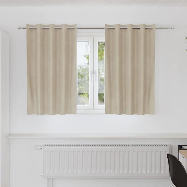 vidaXL Cortinas opacas 2 pcs Crema 140 x 140 cm Terciopelo