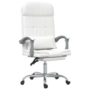 vidaXL Silla de oficina reclinable masaje cuero sint&eacute;tico blanco