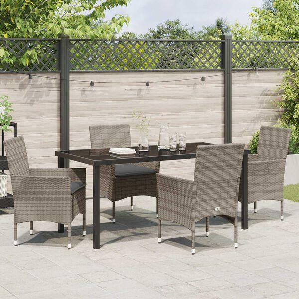 vidaXL Conjunto de Comedor de Jard&iacute;n 5 pcs Gris rat&aacute;n sint&eacute;tico