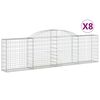 vidaXL Cestas de gaviones 8 uds forma de arco hierro 300x30x80/100 cm
